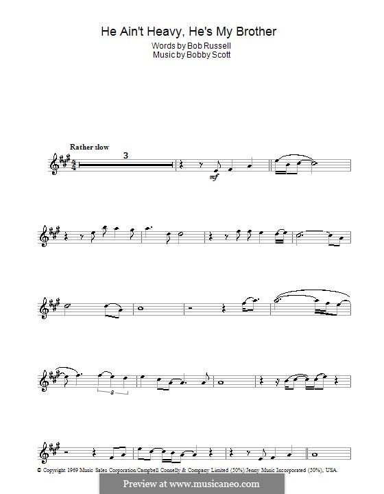 He Ain't Heavy, He's My Brother: para violino by Bobby Scott