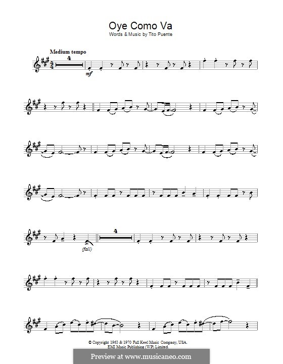 Oye Como Va (Santana): para Saxofone Alto by Tito Puente