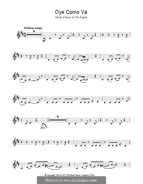 Oye Como Va (Santana): para clarinete by Tito Puente