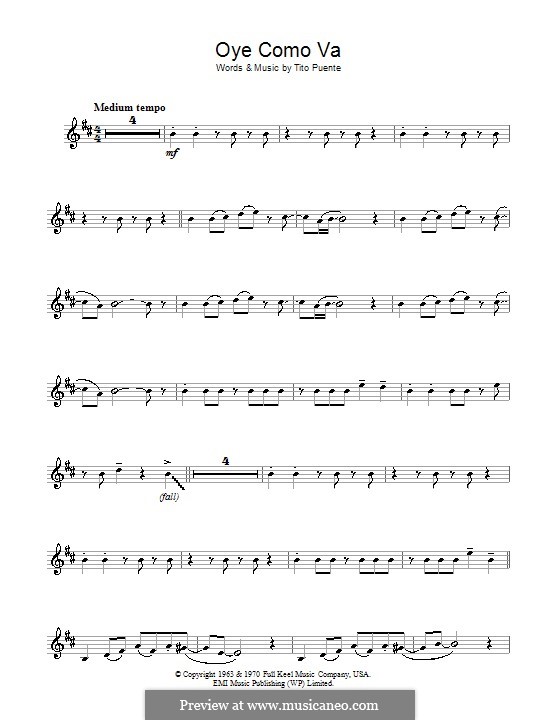 Oye Como Va (Santana): para trompeta by Tito Puente