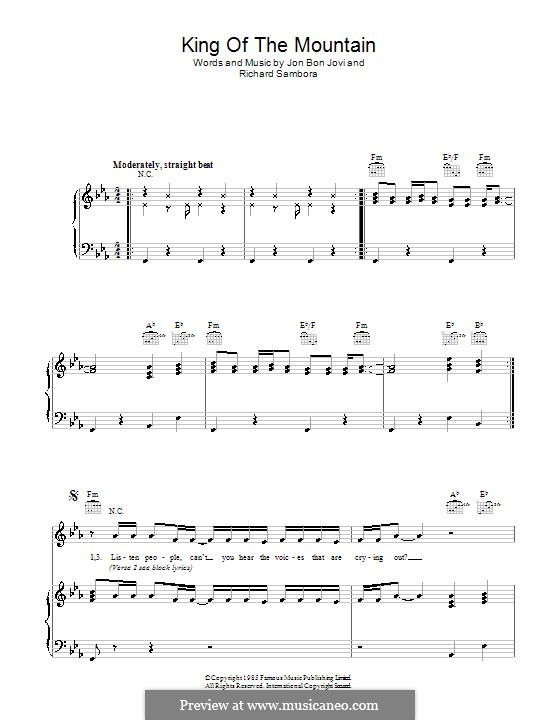 King of the Mountain (Bon Jovi): Para vocais e piano (ou Guitarra) by Jon Bon Jovi, Richie Sambora