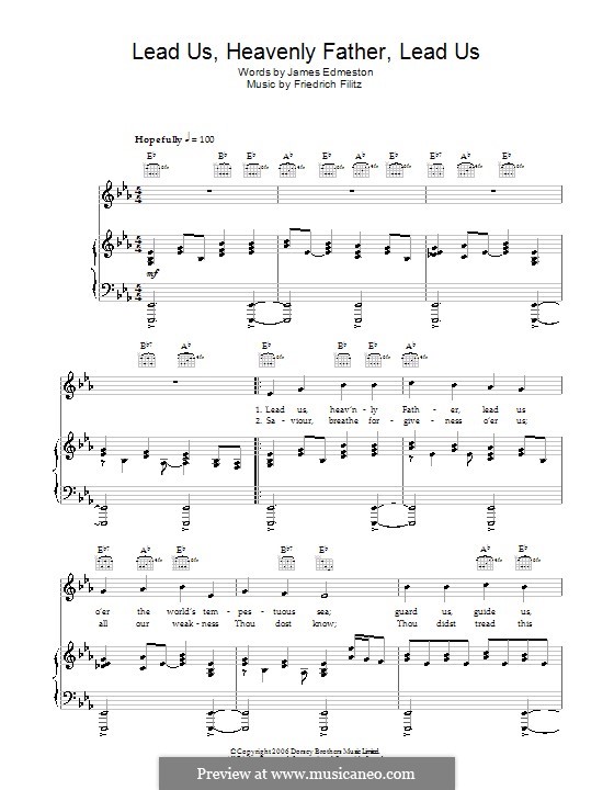 Lead Us Heavenly Father, Lead Us (James Edmeston): Para vocais e piano (ou Guitarra) by Friedrich Filitz