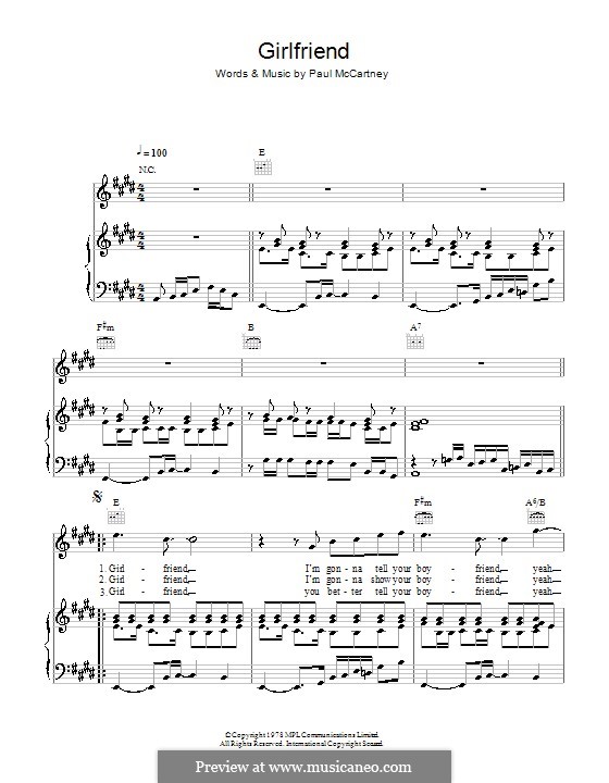 Girlfriend: Para vocais e piano (ou Guitarra) by Paul McCartney