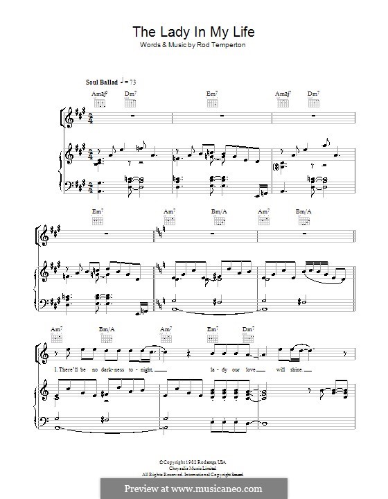 The Lady in My Life (Michael Jackson): Para vocais e piano (ou Guitarra) by Rod Temperton