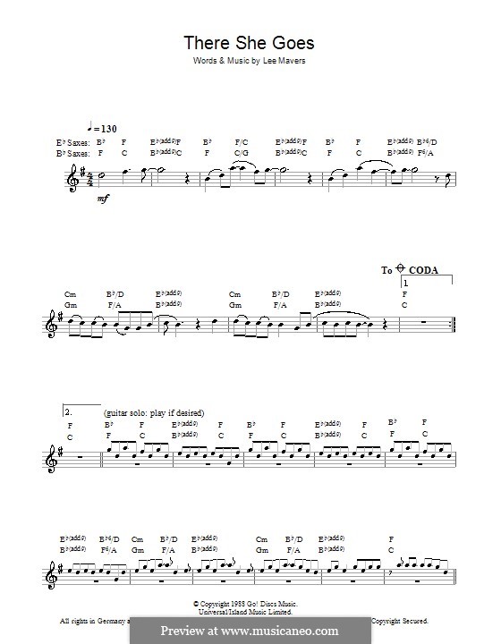 There She Goes (The Las): para saxofone by Lee Mavers