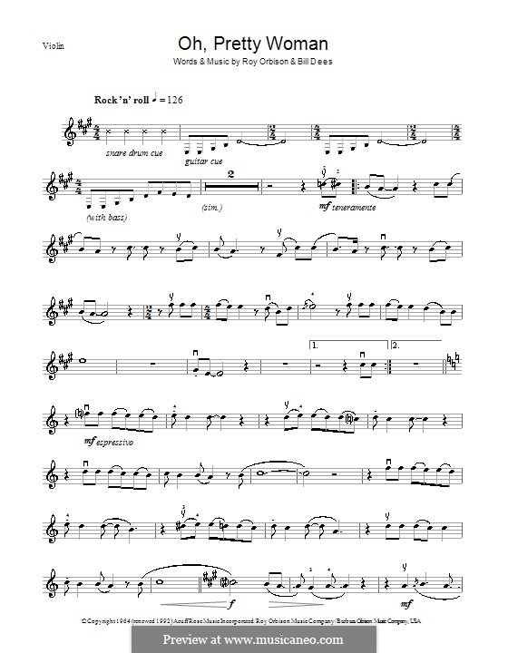 Oh, Pretty Woman: para violino by Bill Dees, Roy Orbison