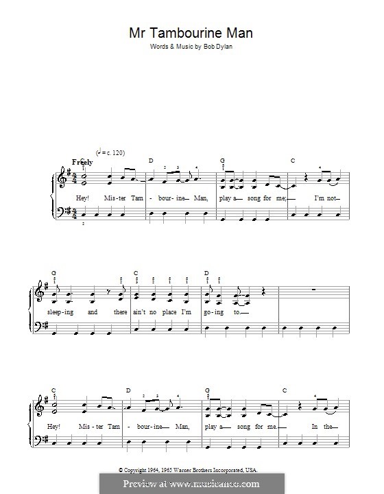 Mr. Tambourine Man: Facil para o piano by Bob Dylan
