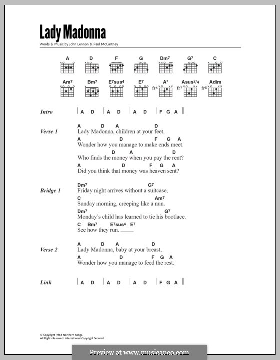 Lady Madonna (The Beatles): Letras e Acordes by John Lennon, Paul McCartney