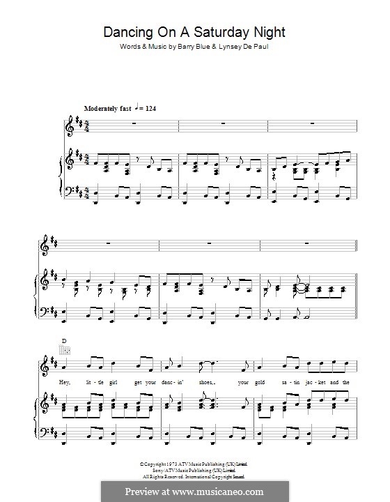 Dancing on a Saturday Night: Para vocais e piano (ou Guitarra) by Barry Blue, Lynsey De Paul