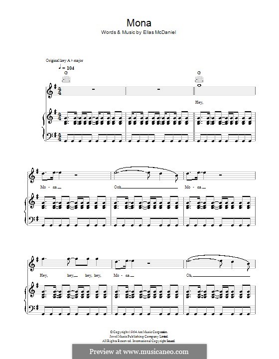 Mona: Para vocais e piano (ou Guitarra) by Ellas McDaniel