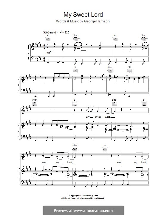 My Sweet Lord: Para vocais e piano (ou Guitarra) by George Harrison
