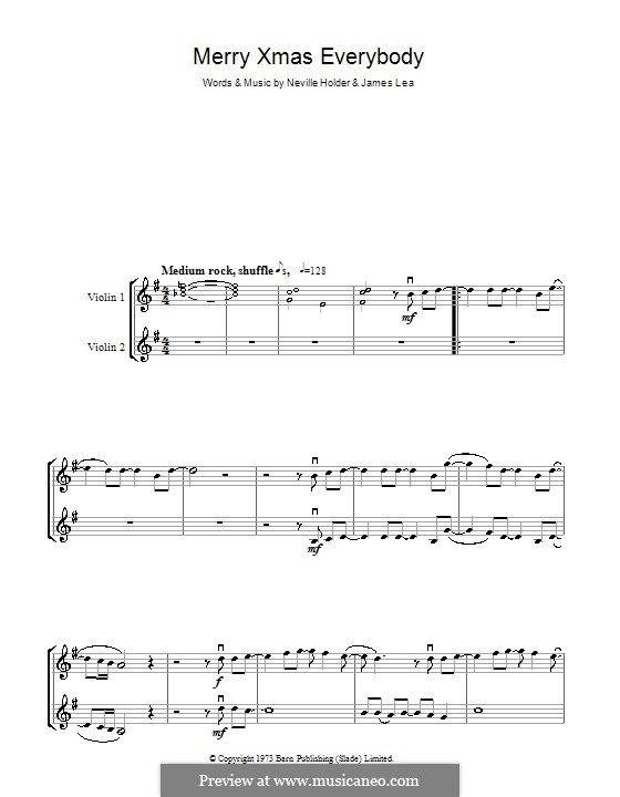 Merry Xmas Everybody (Slade): para dois violinos by James Lea, Noddy Holder