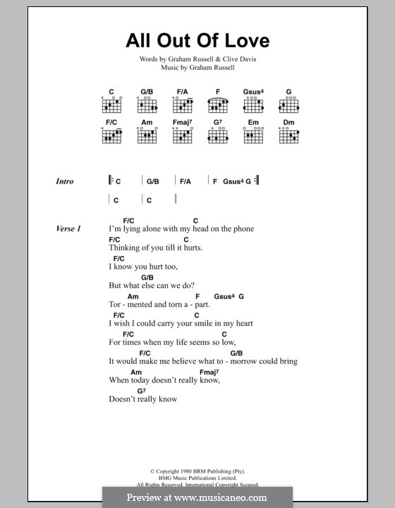 All Out of Love: Letras e Acordes by Clive Davis, Graham Russell
