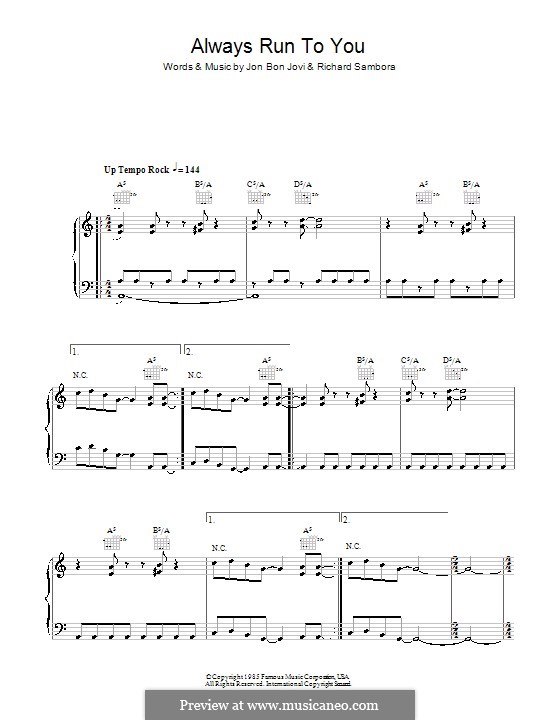 Always Run to You (Bon Jovi): Para vocais e piano (ou Guitarra) by Jon Bon Jovi, Richie Sambora