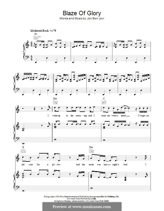 Blaze of Glory (Bon Jovi): Para vocais e piano (ou Guitarra) by Jon Bon Jovi