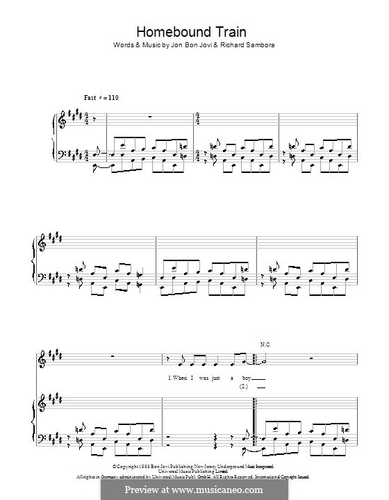 Homebound Train (Bon Jovi): Para vocais e piano (ou Guitarra) by Jon Bon Jovi, Richie Sambora