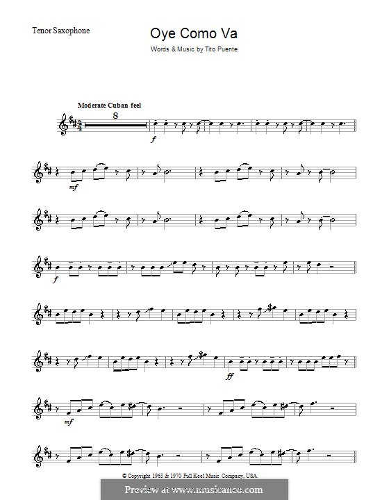 Oye Como Va (Santana): para saxofone tenor by Tito Puente