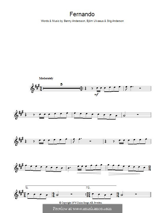 Fernando (ABBA): para violino by Benny Andersson, Björn Ulvaeus, Stig Anderson