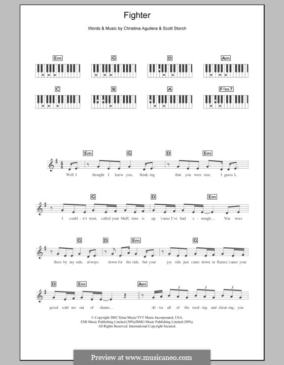 Fighter: para teclado by Christina Aguilera, Scott Storch