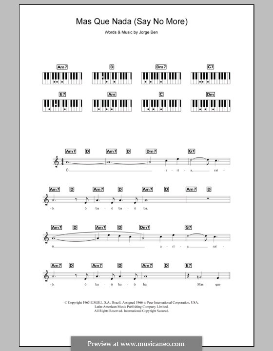 Mas Que Nada (Say No More): For keyboard (Sergio Mendes) by Jorge Ben