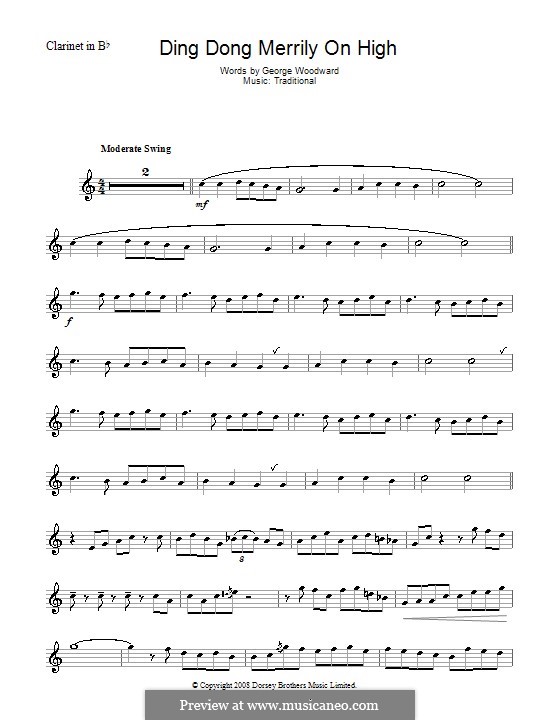 Ding Dong! Merrily on High (Printable Scores): para clarinete by folklore
