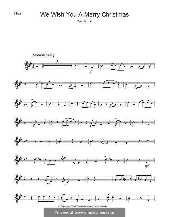 We Wish You a Merry Christmas (Printable Scores): para flauta by folklore