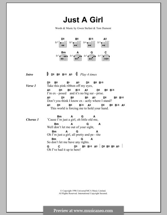 Just a Girl (No Doubt): Letras e Acordes by Gwen Stefani, Thomas Dumont