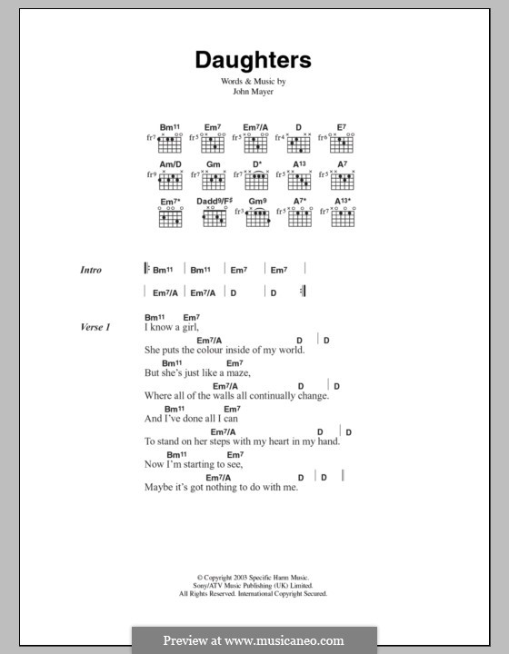 Daughters: Letras e Acordes by John Mayer