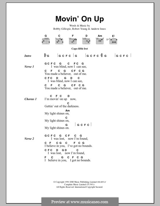Movin' on Up (Primal Scream): Letras e Acordes by Andrew Innes, Bobby Gillespie, Robert Young
