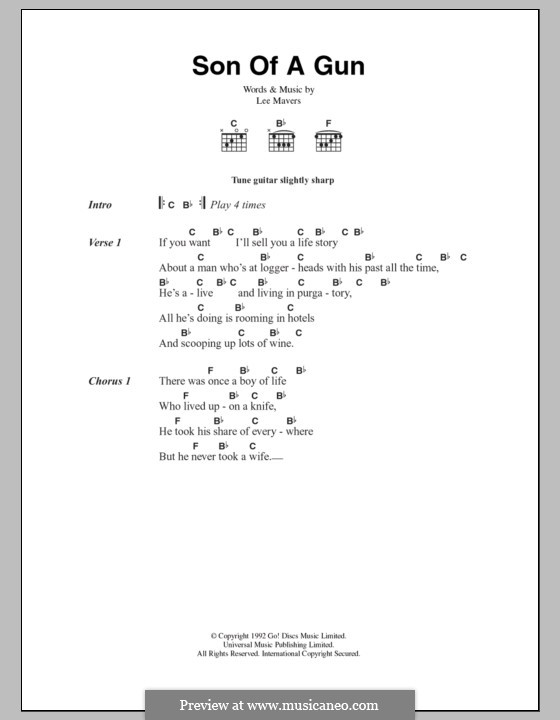 Son of a Gun (The Las): Letras e Acordes by Lee Mavers