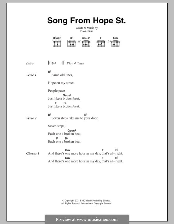 Song from Hope St.: Letras e Acordes by David Kitt