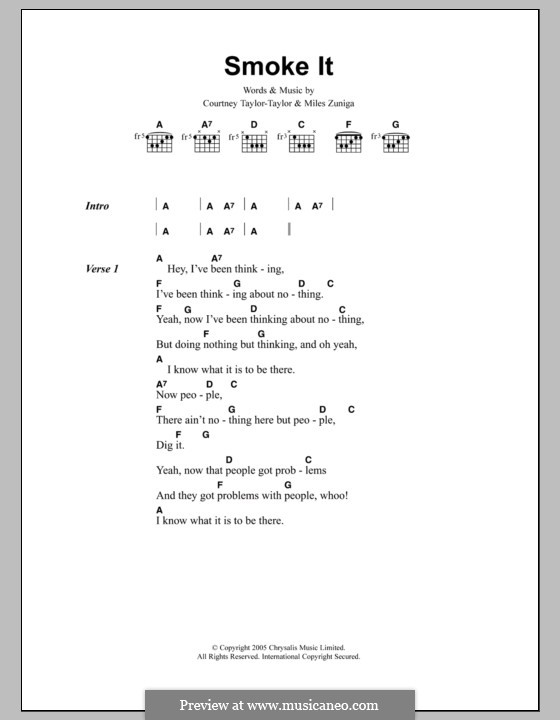 Smoke It (The Dandy Warhols): Letras e Acordes by Courtney Taylor-Taylor, Miles Zuniga