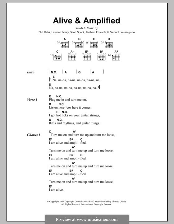 Alive and Amplified (Mooney Suzuki): Letras e Acordes by Graham Edwards, Lauren Christy, Phil Ochs, Samuel Bounaugurio, Scott Spock