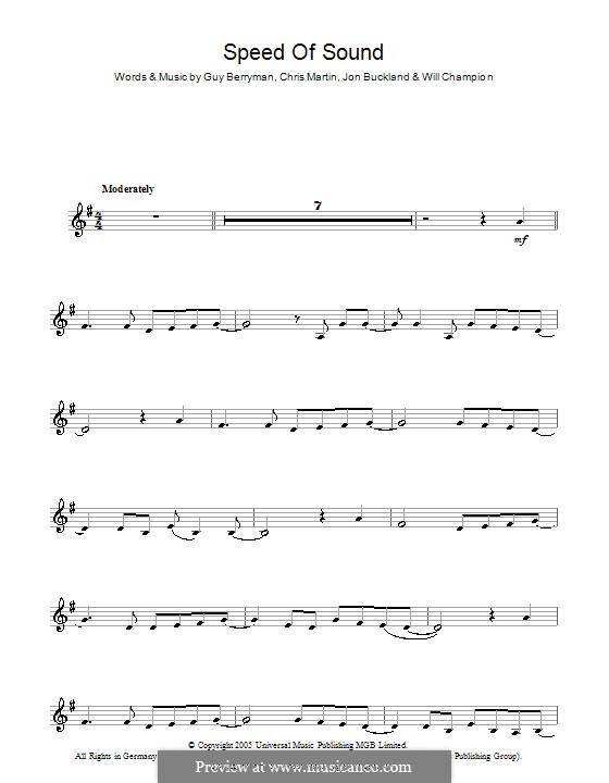 Speed of Sound (Coldplay): para clarinete by Chris Martin, Guy Berryman, Jonny Buckland, Will Champion