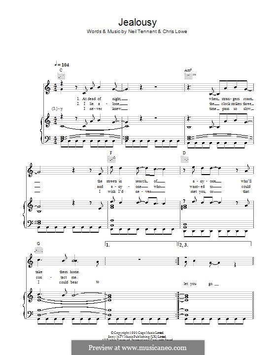 Jealousy (The Pet Shop Boys) Por C. Lowe, N. Tennant Em MúsicaNeo