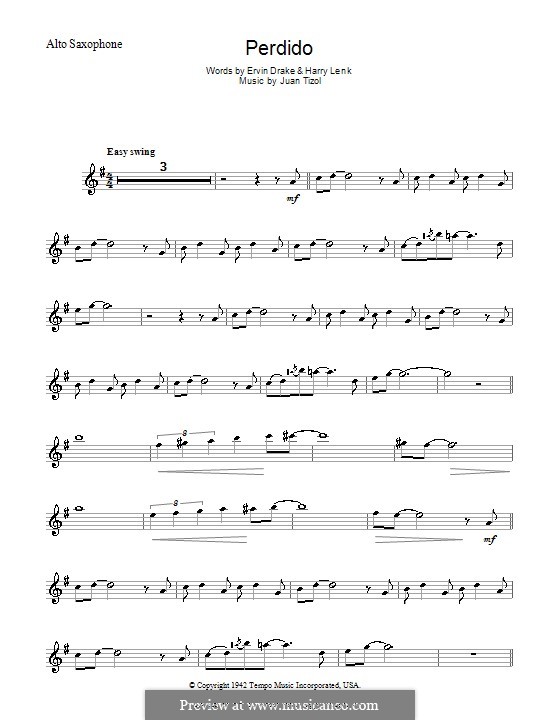 Perdido (Duke Ellington): para Saxofone Alto by Juan Tizol