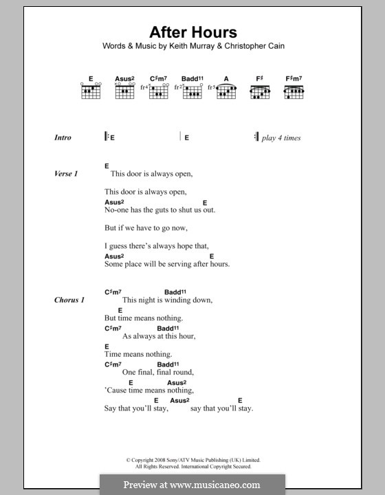After Hours (We Are Scientists): Letras e Acordes by Christopher Cain, Keith Murray