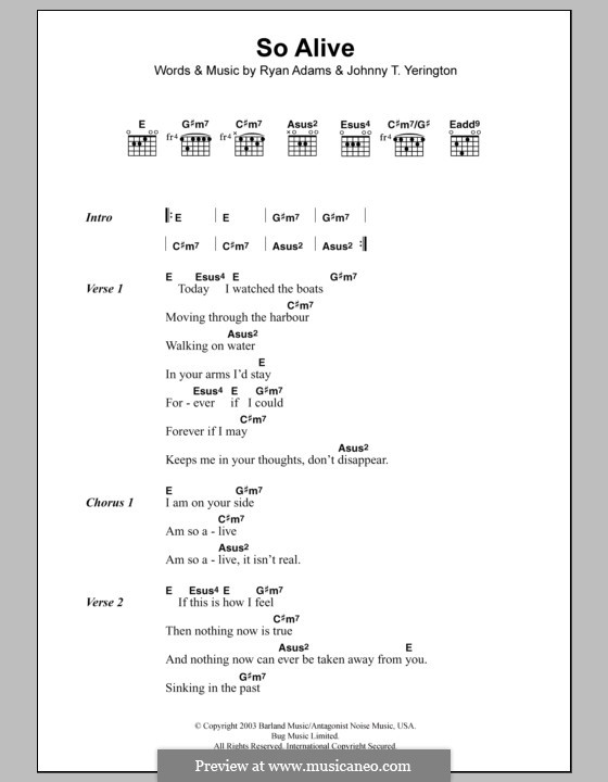 So Alive: Letras e Acordes by Johnny T. Yerington, Ryan Adams
