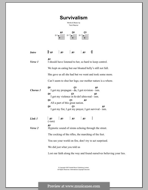Survivalism (Nine Inch Nails): Letras e Acordes by Trent Reznor