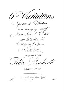 Six Variations for Two Violins, Op.4: Six Variations for Two Violins by Felice Radicati