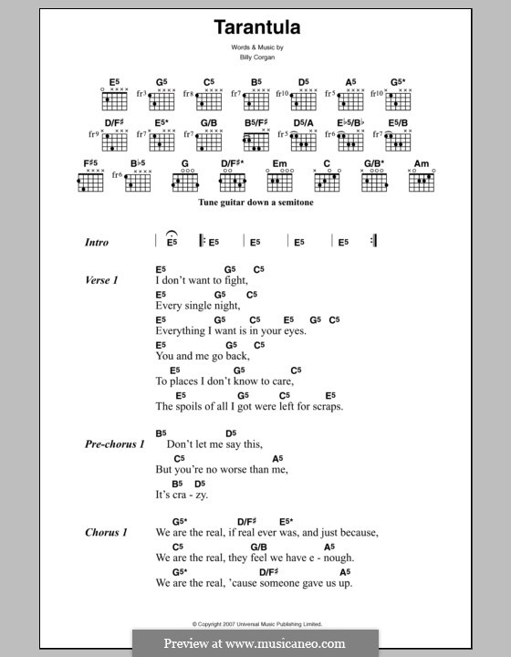 Tarantula (The Smashing Pumpkins): Letras e Acordes by Billy Corgan