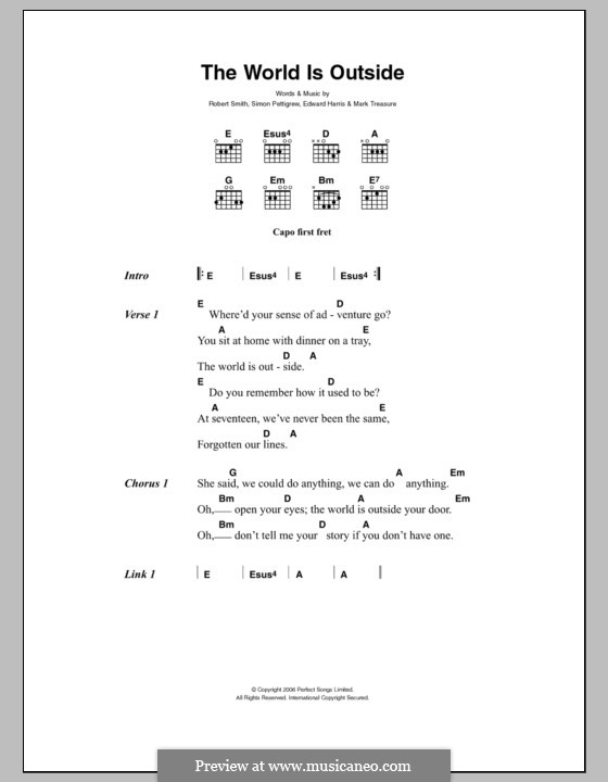 The World Is Outside (Ghosts): Letras e Acordes by Edward Harris, Mark Treasure, Robert Gary Smith, Simon Pettigrew