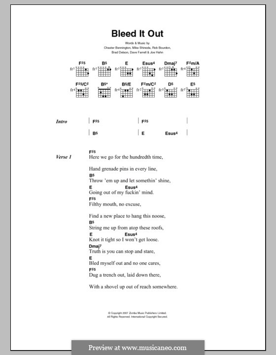 Bleed It Out (Linkin Park): Letras e Acordes by Brad Delson, Charles Bennington, David Farrell, Joseph Hahn, Mike Shinoda, Rob Bourdon