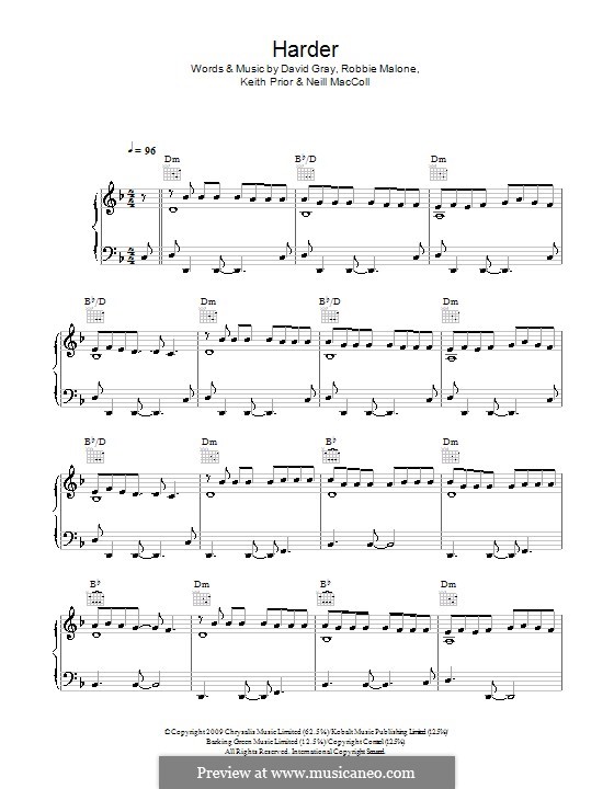 Harder: Para vocais e piano (ou Guitarra) by David Gray, Keith Prior, Neill MacColl, Robbie Malone