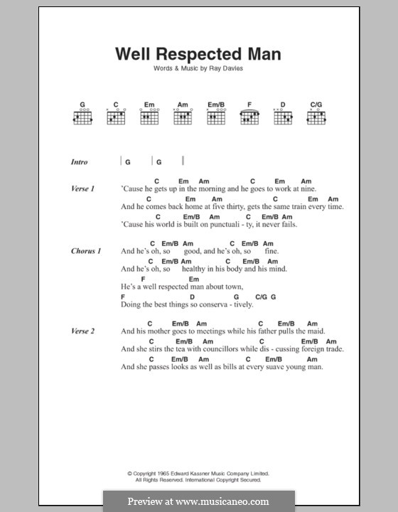 A Well Respected Man (The Kinks): Letras e Acordes by Ray Davies
