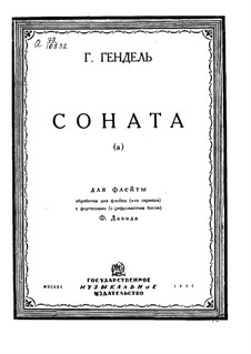 Sonata for Flute and Harpsichord in A Minor, HWV 362 Op.1 No.4: versão para flauta e piano by Georg Friedrich Händel