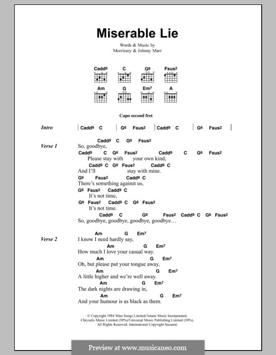 Miserable Lie (The Smiths): Letras e Acordes by Morrissey, Johnny Marr