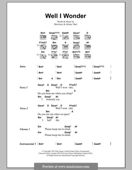 Well I Wonder (The Smiths): Letras e Acordes by Morrissey, Johnny Marr