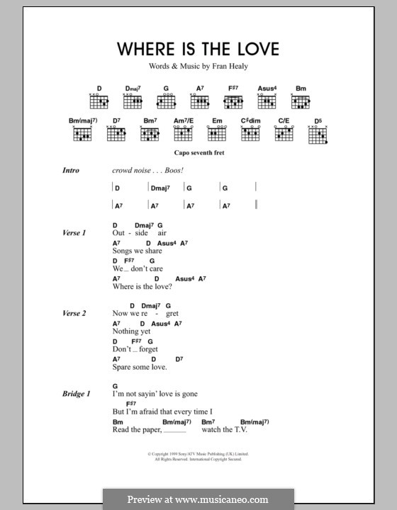 Where Is the Lovev (Travis): Letras e Acordes by Fran Healy