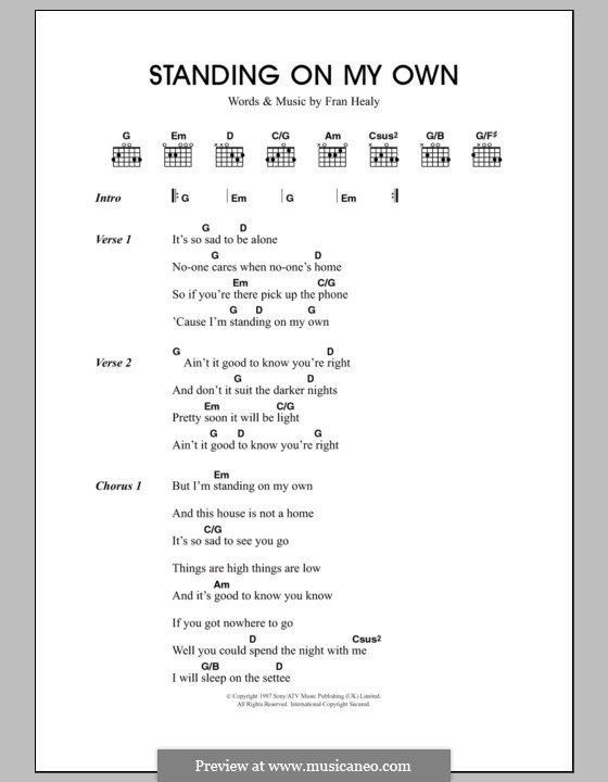 Standing on My Own (Travis): Letras e Acordes by Fran Healy